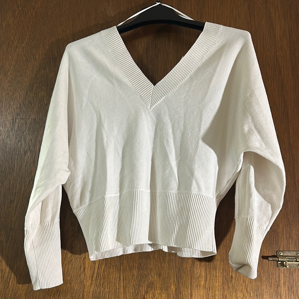 White V-Neck Sweater